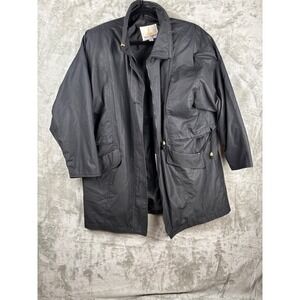 Misty Harbor Rain Jacket Womens‎ Medium Black Minimalist Preppy Utility Coat